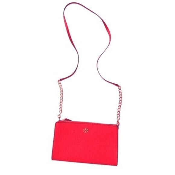 Tory Burch Carter Poppy Red Slim Leather Crossbody - Picture 4 of 7